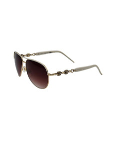 GUCCI GG 4239/N/S Marina Chain Aviator Sunglasses White/Gold Swarovski Crystals