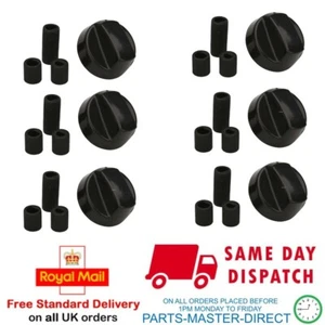FITS BELLING STOVES NEW WORLD BLACK COOKER OVEN HOB CONTROL KNOB & ADAPTORS x 6 - Picture 1 of 7