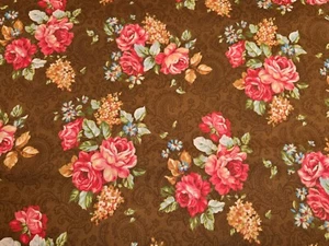 MARTINE Floral Bouquet Tobacco by General Fabric Cotton Quilt Fabric YARD BTY - Picture 1 of 7