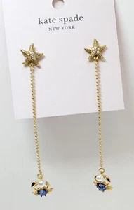 Kate Spade Sea Star Crab Linear Earrings in Blue Multi (k6783) - Picture 1 of 7