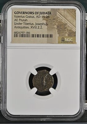 NGC Valerius Gratus AD15-26 Prutah Judaea - MG - GOVERNOR DURING LIFE OF JESUS - Image 1 of 2