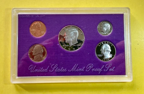 1991 - 5 Coins San Francisco Mint - PROOF SET - with MINT MARK  "S" Cover