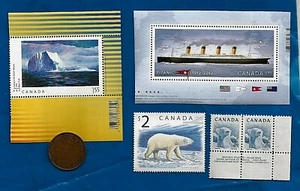 CANADÁ 1912 2012 TITÁNICO CONMEMORATIVO sello MNH + iceberg + oso polar + moneda - Imagen 1 de 3