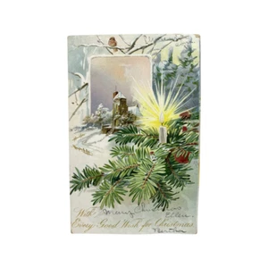 Postal de Navidad P01A: 1 ¢ 1903 Estampilla Franklin #300 - Publicada 1906 Worchester MA - Imagen 1 de 3