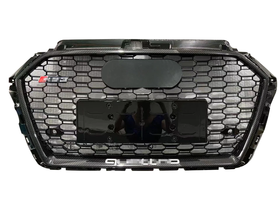 Carbon Fiber Style Frame Honeycomb Grill For Audi A3 S3 2017-19 RS3 Style Grille Foto 1 de 4