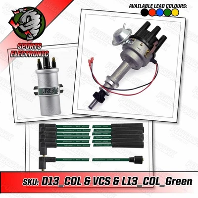 Ford Cologne V6 Electronic Distributor Viper Dry Coil and Green 8mm HT Leads - Image 1 of 4