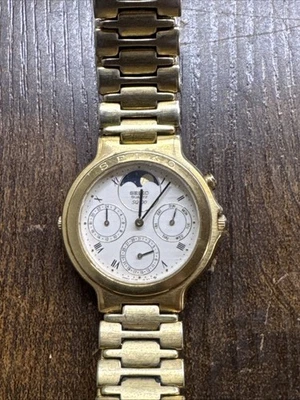 WORKING Vintage 1980s Seiko Watch Moonphase SQ100 7F38-6119, New Battery 35mm - image 1 of 4