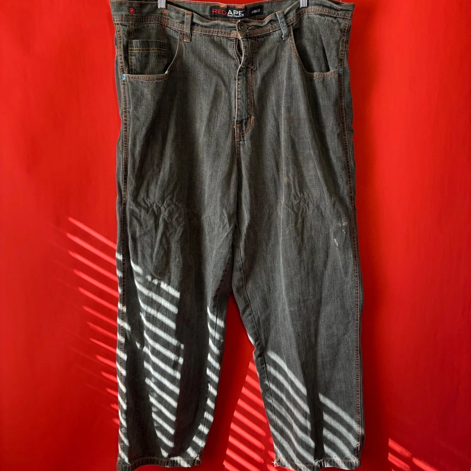 Vintage RED APE DENIM COMPANY Y2K Men's Grey Wash Jeans Size 44x33 Embroidered - Image 1 of 4