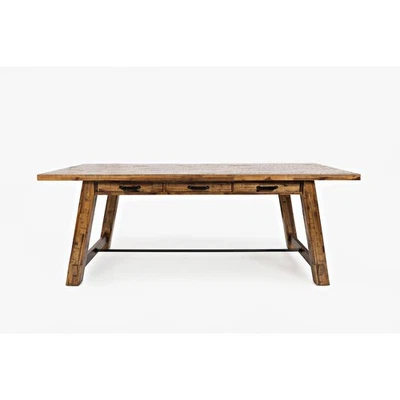 Cannon Valley Distressed Industrial 82" Trestle Dining Table - Image 1 of 4