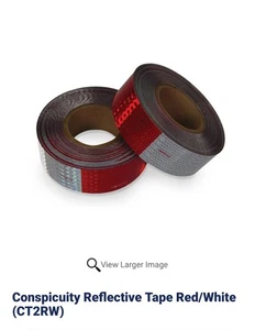 NEW - 3M 963-326 Conspicuity Reflective, 2”W X 50Yd, 10 Mil Thick, Red/White - Picture 1 of 4