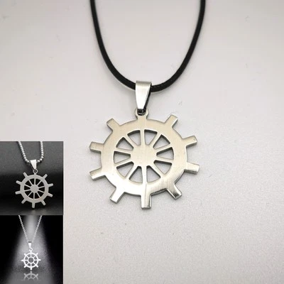 Collana ciondolo TIMONE in acciaio inox color argento unisex idea regalo - Immagine 1 di 4