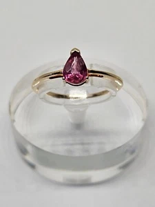 Anillo de zafiro Padparadscha de oro de 9 quilates talla Q (1,44 g) certificado - Imagen 1 de 11