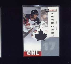 01-02 Upper Deck CHL Prospects Jamie Lundmark Moose Jaw Warriors game jersey
