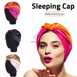 Imitated Silk Sleeping Cap Sleep Hat Womens Night Hair Styling Care Bonnet Wrap - Picture 1 of 17