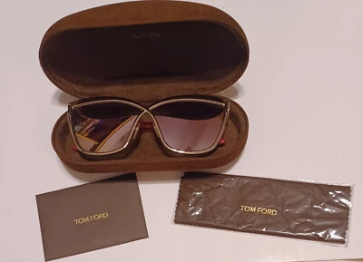 New Tom Ford TF715/16Z Women's Sunglasses Chrome/Red Temples Pink Gradient Tint - Image 1 of 4
