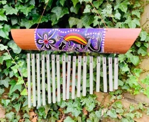 Gecko Bamboo Wind Chimes with Iron Bars Fair Trade Handmade - Picture 1 of 6