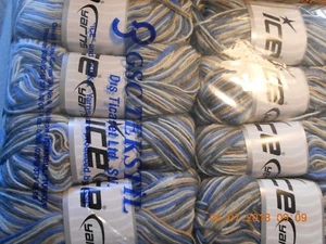 Ice Yarns Mini Socke 50 gr Knäuel Farbe 45335 grau blau cremeweiß - Bild 1 von 1