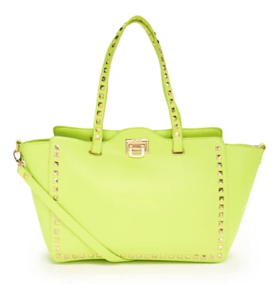 Bolso de mano BCBG Paris para mujer verde manzana imitación cuero tachonado X1311 Foto 1 de 4