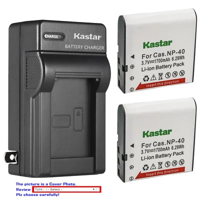 Kastar NP-40 Battery Wall Charger for Minolta MN40WP 48MP Waterproof Camera