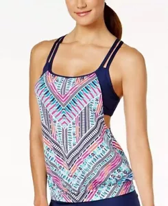 NWT JAG Geometric Print Cross Back Tankini Top Swimsuit Women's Size M - Picture 1 of 8
