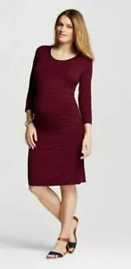 Abito maglietta Liz maternità a righe manica 3/4 Berry Maroon taglie XS e M nuovo con etichetta - Foto 1 di 2
