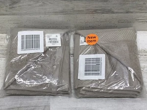 Hudson Park Long Loop Egyptian Cotton (2) Hand Towels Flax Set of 2  New - Picture 1 of 6