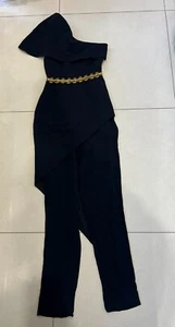 Sass & Bide One Shoulder Embellished Twist & Shout Cape Jumpsuit Black Size 6 - Picture 1 of 18