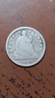 Media moneda de diez centavos de plata O Seated Liberty 1859 en muy buen estado S990 Foto 1 de 2