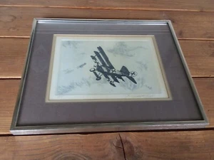 RARE & ORIGINAL PENCIL ETCHING OF THE RED BARON'S TRI-WING AIRCRAFT DURING WW 1 - Picture 1 of 3