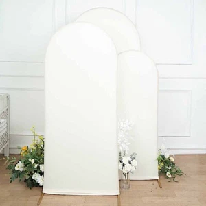 3 Fitted Matte Spandex Round Top Wedding Arch Backdrop STAND COVERS Set Party - Picture 1 of 105
