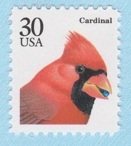 RED CARDINAL STAMP BLUEBERRY 1991 UNUSED 30 CENT POSTAGE BIRDS ANIMALS WILDLIFE - Picture 1 of 1