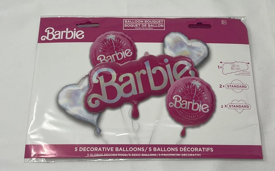 Barbie 5 Decorative Balloons (Heart Design)