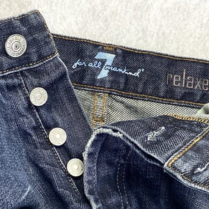 7 For All Mankind Men's Jeans 36X 28 Relaxed Blue Straight Distressed Y2K - Picture 1 of 10