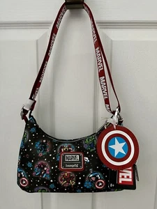 Bolso Bandolera Bolso Cartera Loungefly Marvel Avengers Estampado Floral Tatuaje NUEVO CON ETIQUETAS NUEVO - Imagen 1 de 7