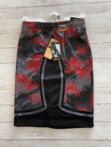 And1 Men's Basketball Gym Workout Shorts Adjustable Waist 11” Red/Gray/Black 3XL