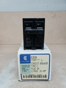 1) Challenger C230 Type C Circuit Breaker 2 Pole 30 Amp 240V new - Picture 1 of 5