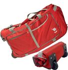 ROLLING DUFFLE BAG with Wheels Foldable Weekender Red 27" 80L BAGO