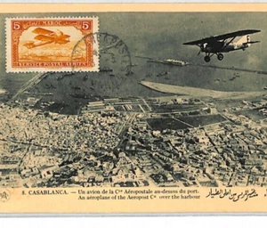 France MOROCCO AVIATION Postcard Air Mail 5c BIPLANE View-Side AEROPOSTALE PG156 - Picture 1 of 14