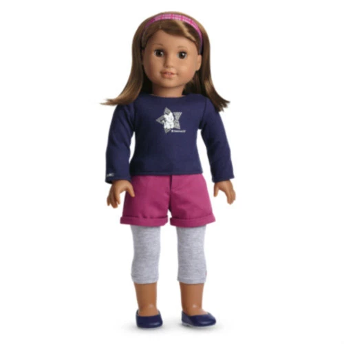 American Girl Doll Coconut Fun Outfit Shorts Pants Top Hairband Shoes 2 in 1