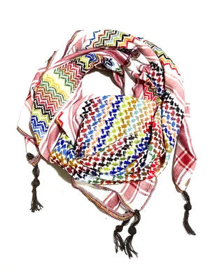 Kuffiyeh Rainbow Scarf, Unique Palestine Desert Bandana faceCover Windproof Mask - Image 1 of 3