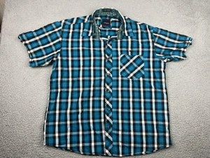 Camisa Cítricos Para Hombres XXL Azul Negro A Cuadros Manga Corta Botón Delantero Informal Algodón - Imagen 1 de 11