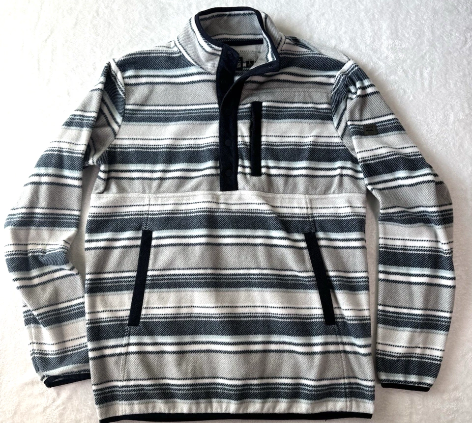 Billabong A/Div Mens Large 1/4 Snap Up Striped Pullover Fleece Sweater Blue Gray - Image 1 of 4
