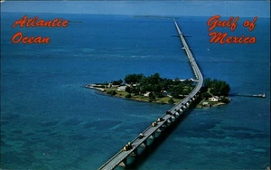 Florida Seven Mile Bridge Océano Atlántico Golfo México postal enviada por correo aéreo 1975 - Imagen 1 de 2