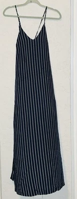 Maxi vestido para mujer antiguo azul marino a rayas (nuevo con etiquetas) Foto 1 de 4