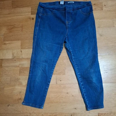 Cherokee Size 14 Dark Blue Denim Jean 3 Quater Length with Elasticated Waist - Image 1 of 4