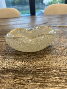 Plato/bandeja pellizcada de vidrio transparente vintage Archimede Seguso MURANO con escama dorada - Imagen 1 de 9