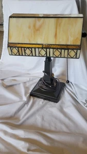 Vintage Bankers Lamp 1920s Style Table Desk Lamp Stained Glass - Picture 1 of 13