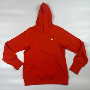Nike Hoodie Mens Medium Neon Orange Therma Fit Fleece Lined Swoosh Logo Pullover - Picture 1 of 6
