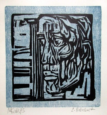 Max Kaus. Apollon. signierter Farbholzschnitt, 1973   2. Probedruck - Bild 1 von 3