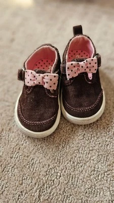 Garanimals Zapatos Bebé Talla 2, Marrón, Puntera Cierre, Rosa Lazo Foto 1 de 4